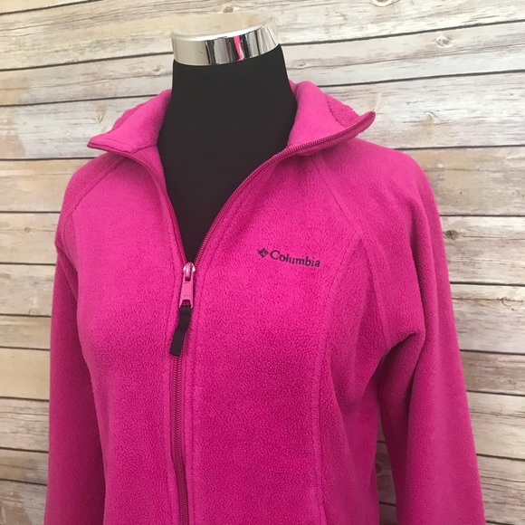 Columbia Jackets & Blazers - Columbia fleece full zip jacket sweater pink small